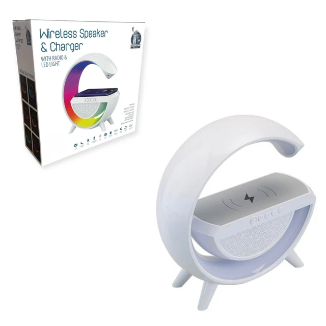 NEW LED COLOUR Lamp Bluetooth Speaker Wireless Charger RGB Night Light ...