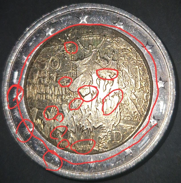 2 Euro Münze 30 Jahre Mauerfall Fehlprägung Wie Erkennen 2 EURO MÜNZE 30 Jahre Mauerfall 2019 Deutschland Seltene Fehlprägung
