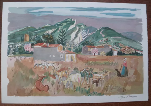 Lithographie originale de Yves BRAYER (1907-1990) - Village de Provence