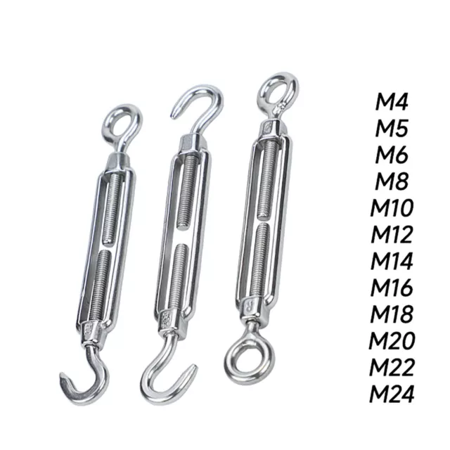 Stainless Steel Turnbuckle Screw Straining Tensioner M4 M5 M6 M8 M12 M14 M20 M24