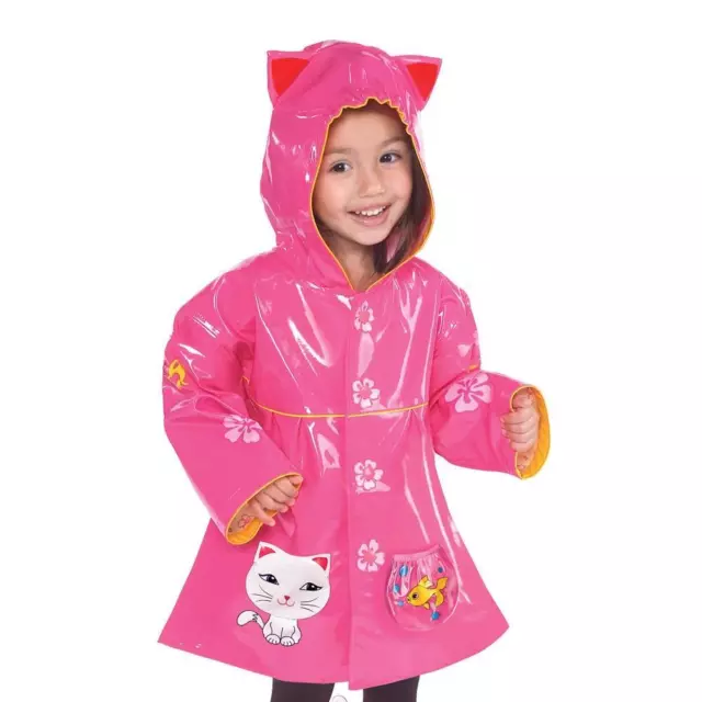 Rain Coat 12 - 18 Months Lucky Cat Kids Girls Waterproof Raincoat Mac Kidorable