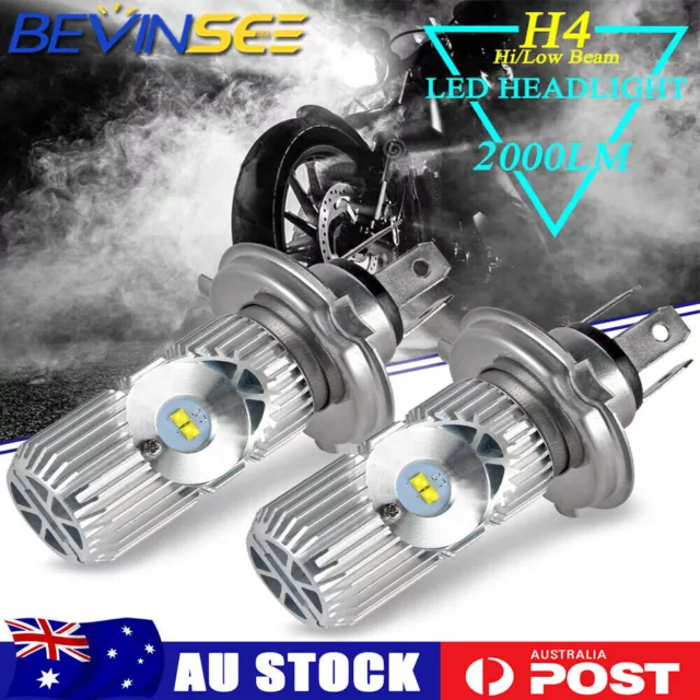 2x H4 9003 LED Headlight Globes HS1 White Hi/Low Beam Motorcycle Motorbike ATV