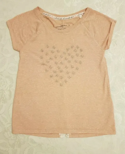Next Girl's Pink Beaded Sequin Top Pretty Tshirt Top Short Sleeve Age 8 Yrs
