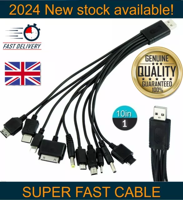 10 IN 1 UNIVERSAL USB CABLE MULTI charger cables For Iphone  For Samsung 2024