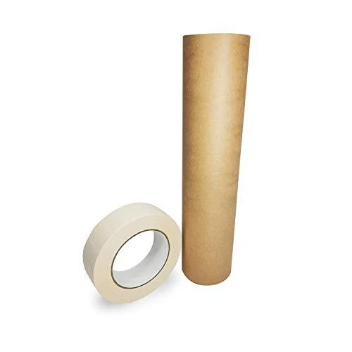 IDL Packaging Masking Paper and Tape Set - 12" x 60 Yards Brown Masking Paper...