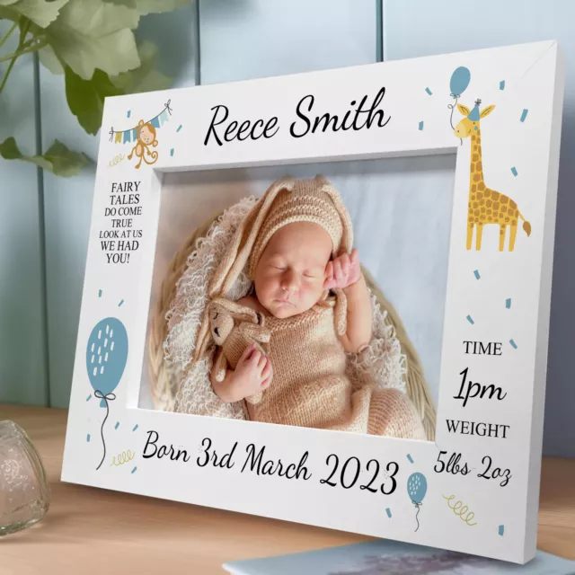 Personalised Baby Gift Photo Frame Birth Details Nursery Decor Baby Boy Gifts