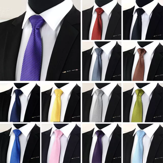 Men's Ties Plain Satin Solid Colour Slim Skinny Smart Wedding Thin Neck Tie 8cm