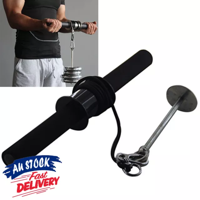 Wrist SportTraining Grip Strength Roller Forearm Exercise Bar Gym Home