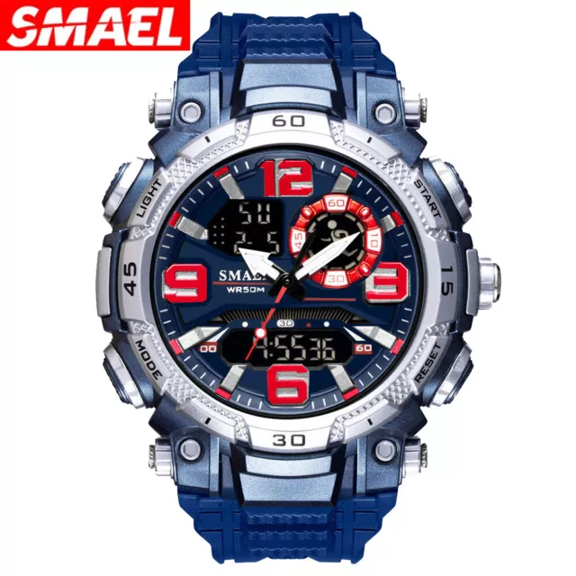 SMAEL Mens Watch Waterproof Sports Military Analog Quartz Digital Wrist Watches