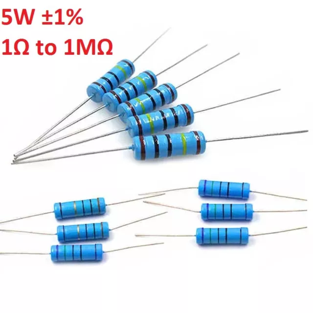 5W Big Power Metal Film Resistor ±1% - Full Range of Values ( 1 Ohm to 1M Ohm )