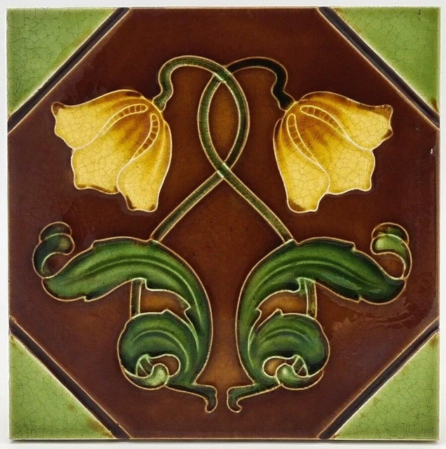 Art Nouveau Majolica Tile By John Barratt C.1905