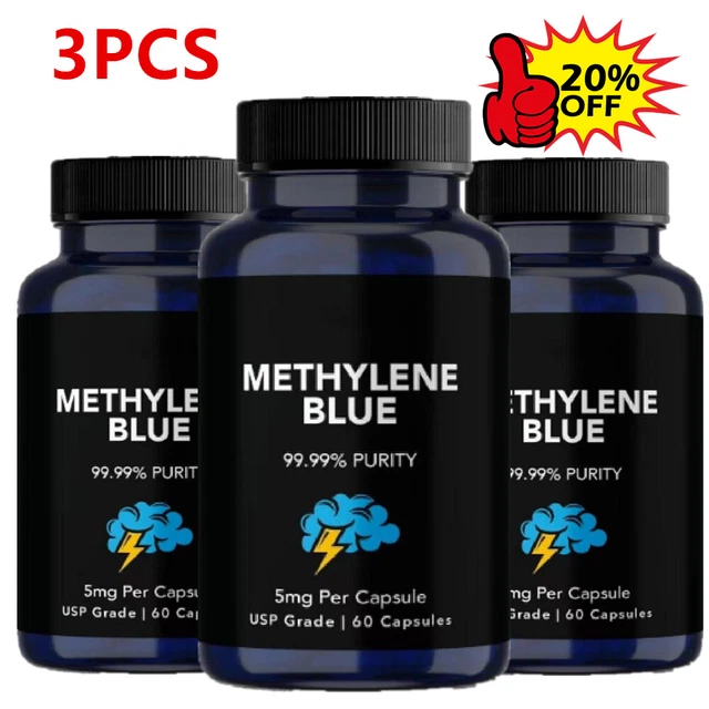3PCS METHYLENE BLUE Capsules 5mg - USP Grade 99.99% Purity 180 Capsule ...