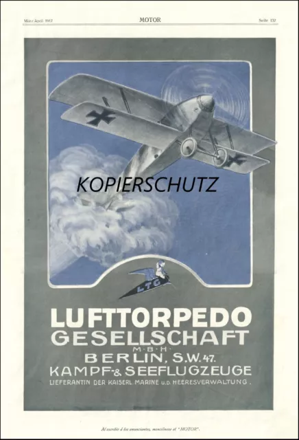 1917 ORIGINAL LTG LUFTTORPEDO Ges. Seeflugzeug Kampfflugzeug + NIG SPREMBERG