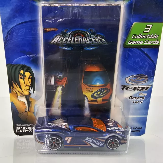 Hot Wheels Acceleracers REVERB Blue Teku Car & Game Cards 1:64 Scale 2004 RARE 2