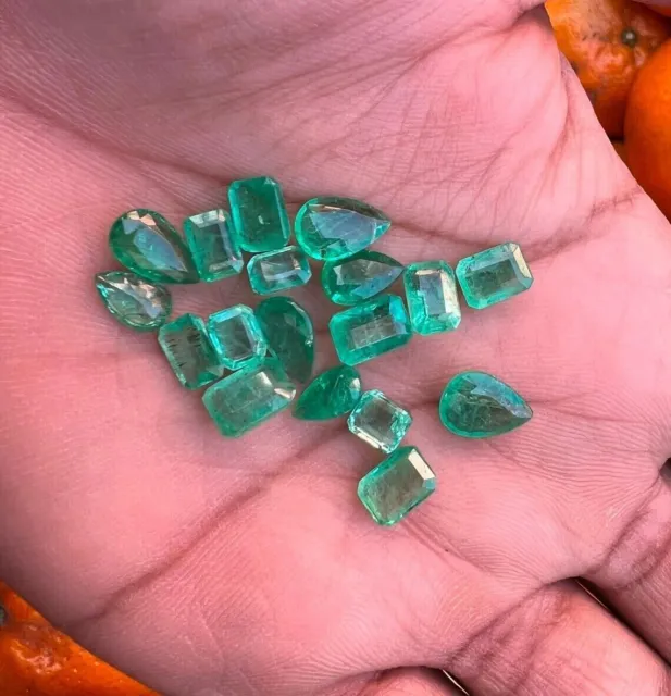 Natural Green Colombian Emerald 70Ct Mix Cut Lot 3 x 12mm Faceted Loose Gemstone