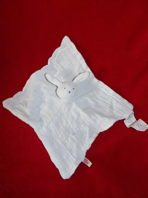 Doudou Plat DPAM Du Pareil Au Même Lapin Lange Blanc