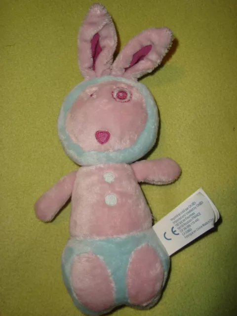 Doudou Lapin Bleu Rose Violet Obaibi Okaidi 24 Cm , Tbe !!