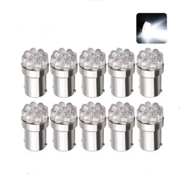 10x Ampoules led BA15D 9 smd Blanc Veilleuses signalisations pour bateaux 12v