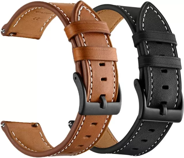 20mm 22mm Classic Genuine Leather Watch Strap Band Quick Release Wristband