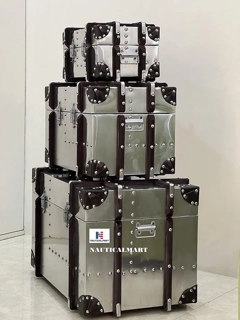 Aviator Storage Trunks, Chipboard / Aluminium Sheet Storage Trunks with Straps (
