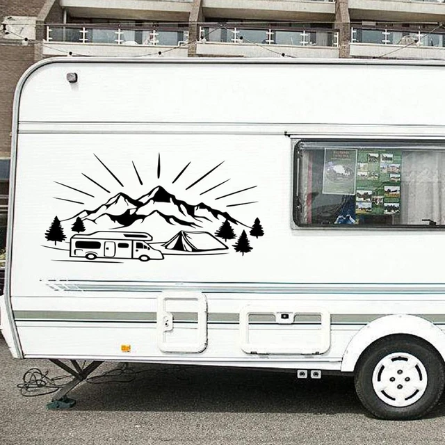 Autocollant Déco Voiture/Camping-car - Boussole Et Cerf, 140x58 Cm, PVC, Universel