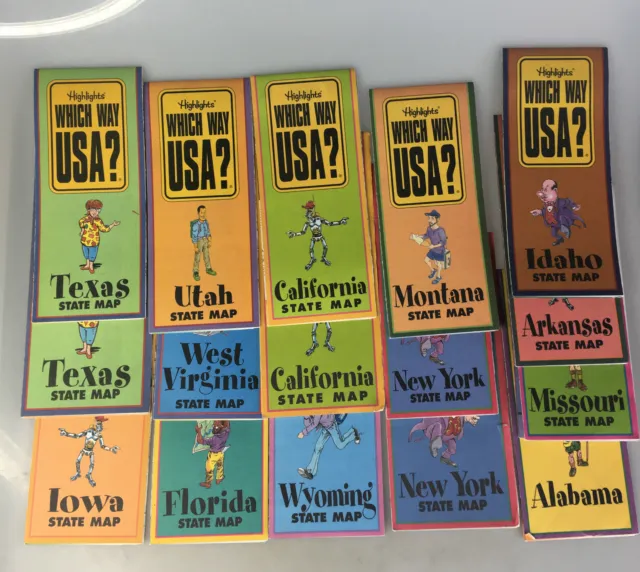 Highlights Which Way USA 16 State Maps Homeschool 1990s United States Lot