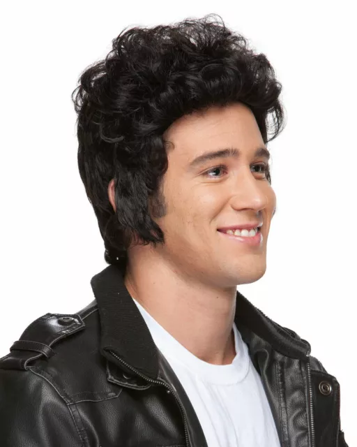 Rock N' Roll Black Wig 50's-60's Men Costume Accessory Sideburns Elvis Style