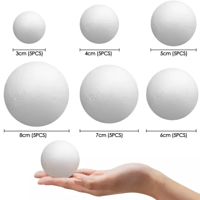 Polystyrene Foam Balls 30 PCS DIY Christmas Craft Decorations – 6 Sizes – TRIXES 2