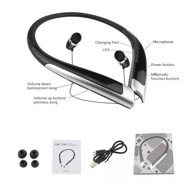 Wireless Headset HX 1100 Stereo Bluetooth V4.0 Headphone Binaural Earphones