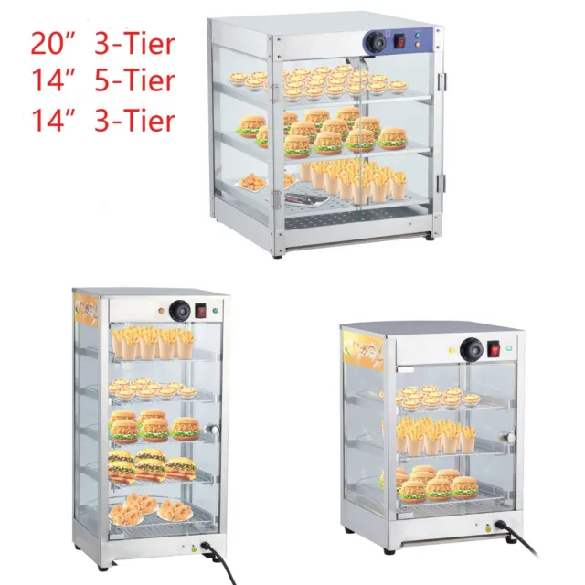 20/14 Inch Commercial Food Warmer Display Case 3/5-Tier Countertop Pizza Cabinet