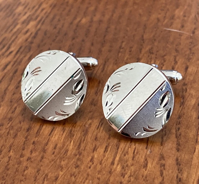 Anson Vintage Sterling Silver Cufflinks Chased Design Superb