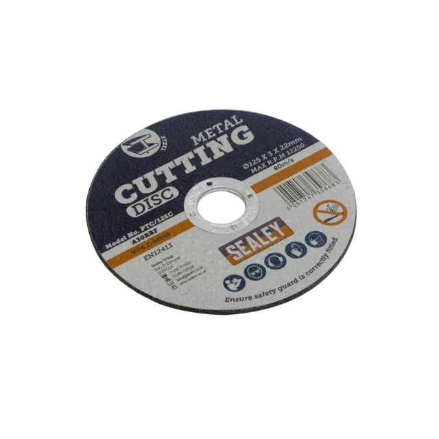 Sealey Cutting Disc 125 x 3mm 22mm Bore.  General-purpose flat cutting discs.