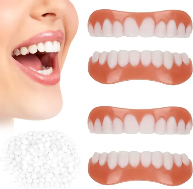 2 Paare Falsche Zähne Veneers, Furniere Zähne Kosmetische Zahnabdeckung Gefälsch