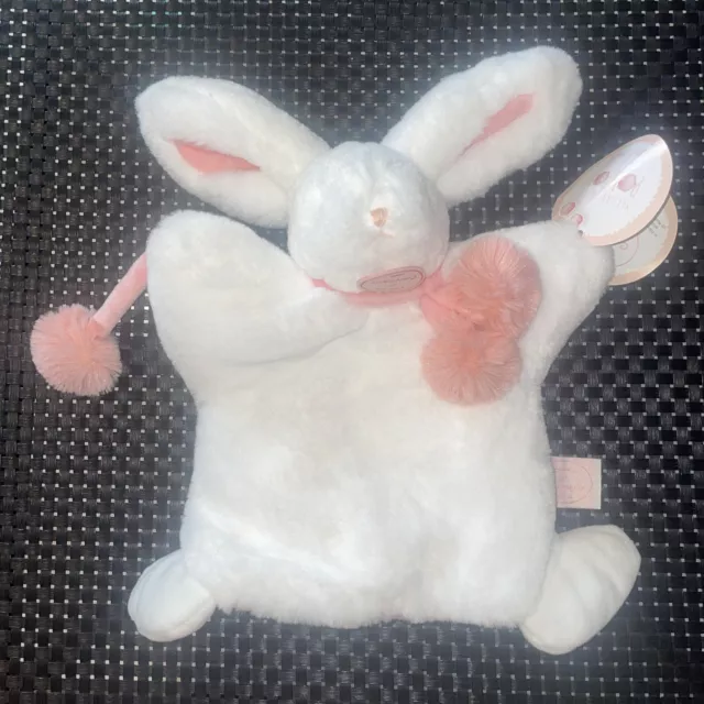 Ca8 Doudou Et Compagnie Marionnette Lapin Pompon Blanc Rose 30Cm Neuf