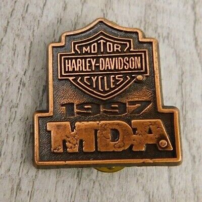 Vintage Harley Davidson Motor Cycles 1997 MDA Hat Leather Jacket Vest Hat Pin