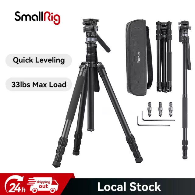 SmallRig 72" Monopod Video Tripod, Fluid Head with Leveling Base for Travel 4319