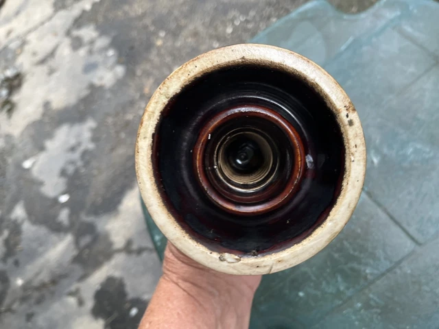 Vintage Brown LOCKE  Porcelain High Voltage Power Line 4” Insulator 4