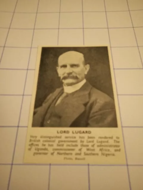 Lord Lugard administrador del gobierno colonial británico de Uganda década 1930