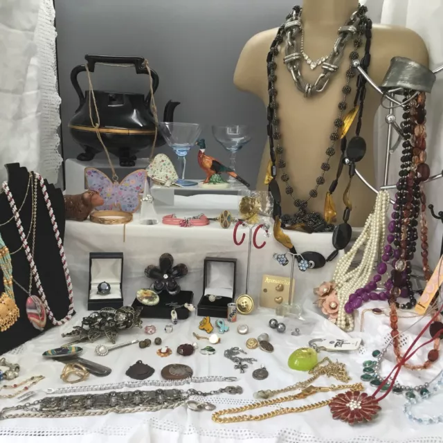 Job Lot Of Vintage Modern Jewellery, Curios, Ceramic, 75+ Items