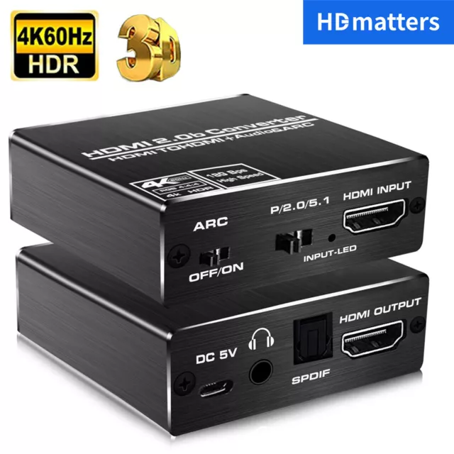 4K 60Hz HDMI 2.0 Audio Extractor Splitter 5.1 ARC HDR Toslink Converter HDCP 2.2