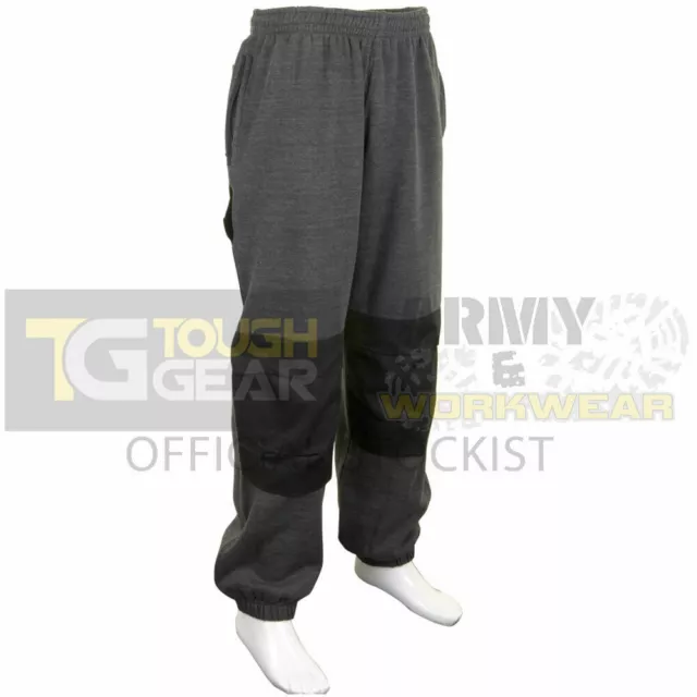 Mens Cuffed Knee Pad Pocket Jogging Fleece Bottoms Trousers Work Joggers Pants