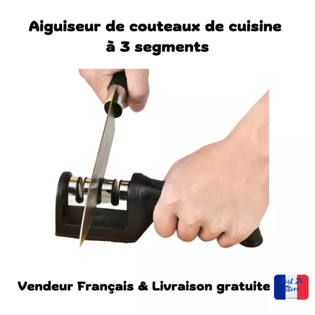 Aiguiseur Affuteur Couteau Cuisine Professionnel Acier Inoxydable 3 Segments