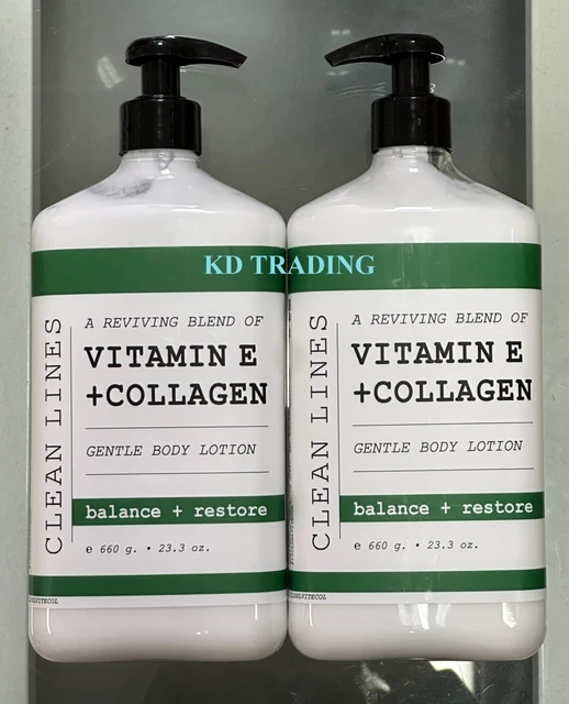 (2-Pack) CLEAN LINES ~ Collagen + Vitamin E GENTLE BODY LOTION Balance Restore