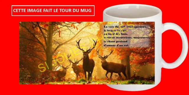 Mug Tasse Ceramique Automne Cerf Foret Texte Poeme Personnalisable