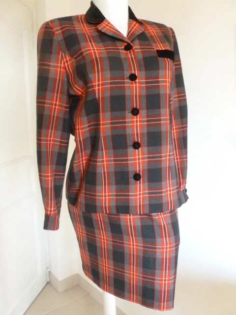 Tailleur Jupe Femme Marcelle Griffon - Motif écossais, Taille 40, En Coton Et Viscose