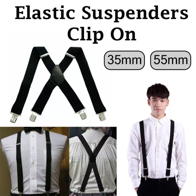 Extra Wide Unisex Suspenders 35mm / 50mm Adjustable Clip On Strong Mens Braces