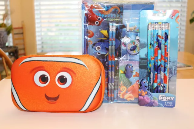 FINDING DORY - SCHOOL STATIONARY PACK- Pencil Cases Pencils Erasers & More NEW