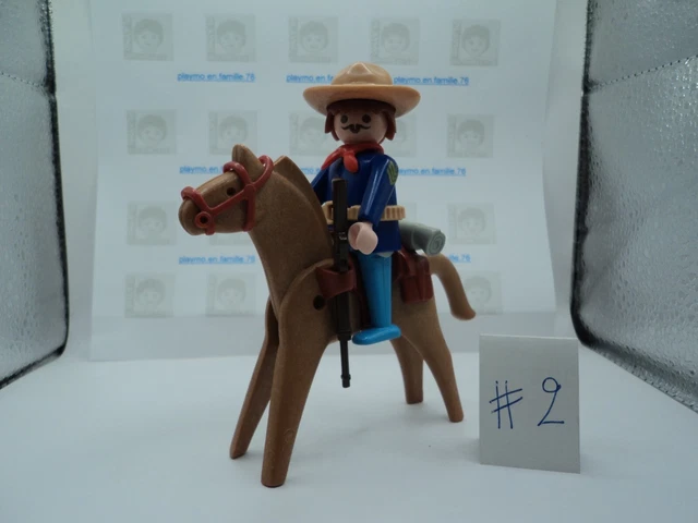 Lot PLAYMOBIL Vintage Western – Cavalerie Soldats Nordistes à Cheval Set 3811 De 1995