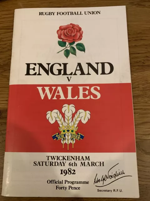 England V Wales Rugby Programme 06/03/1982