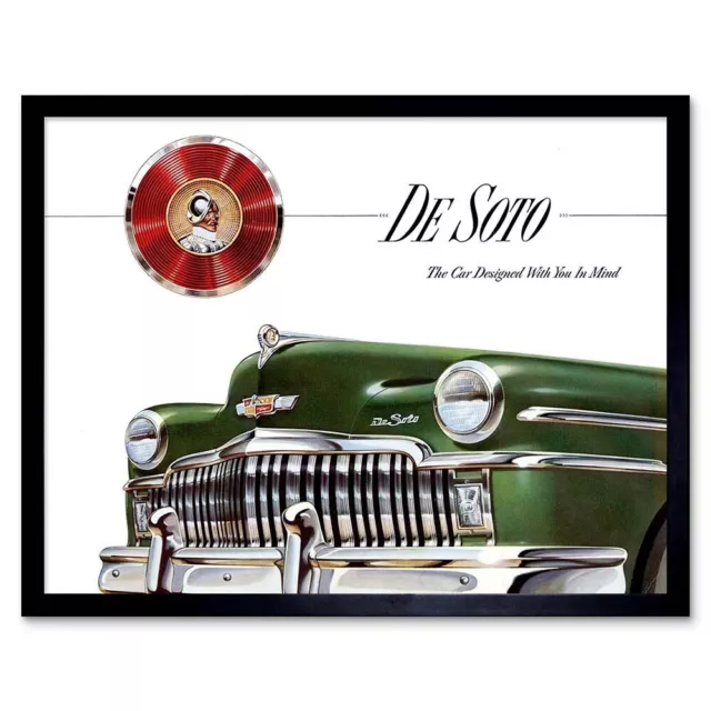 Advert Car Classic Automobile De Soto Hood Grill 12X16 Inch Framed Art Print